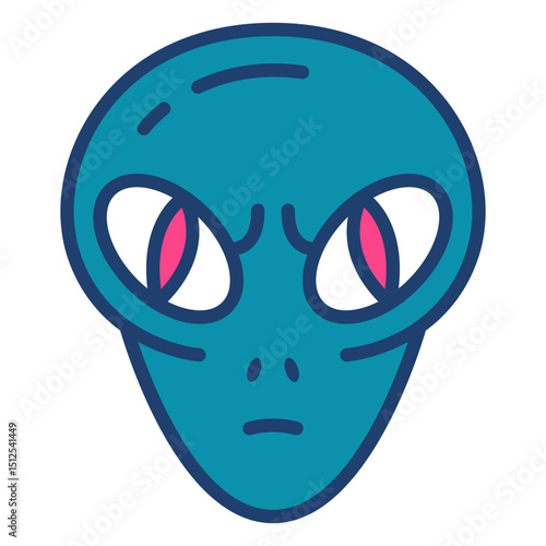 Colorful angry alien head stroke