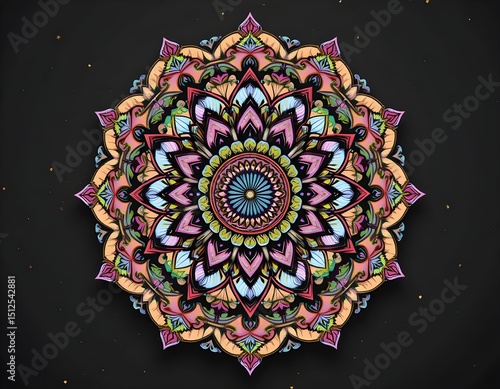 Mandala art with black background.