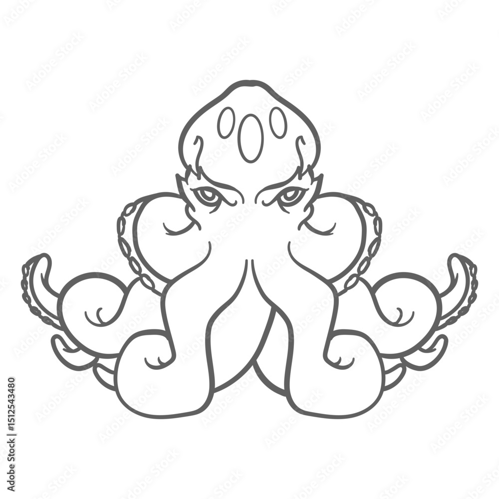 Folklore creature kraken sitting stroke Folklore creature kraken sitting stroke