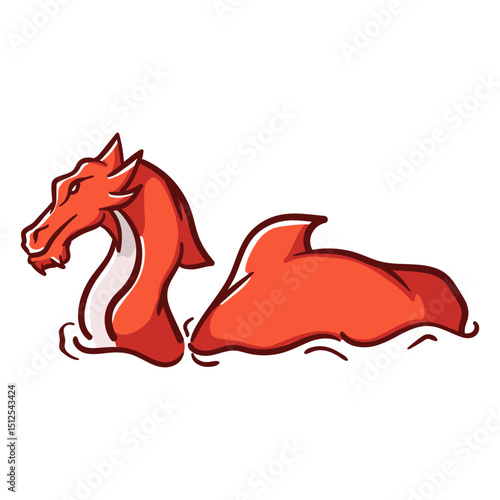Folklore creature dragon swimming red