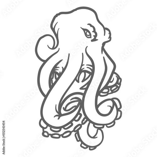 Folklore creature kraken angry stroke
