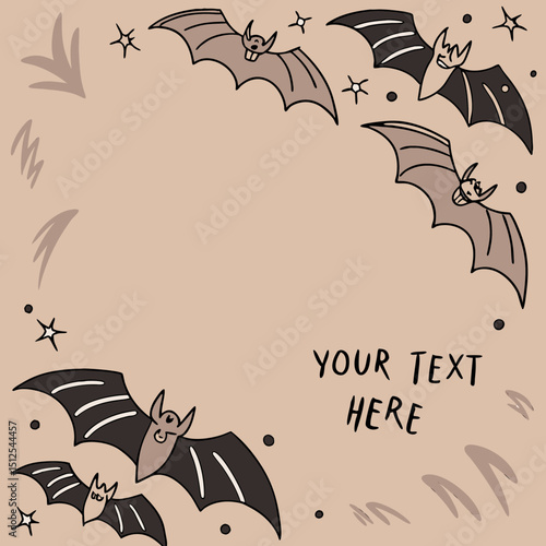 Black bat silhouettes scattered on a white background with lots of free space halloween day