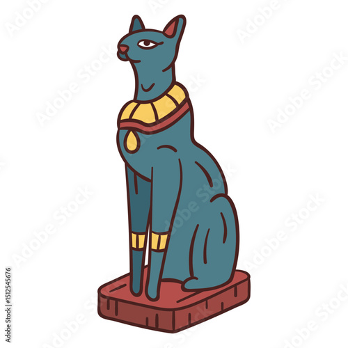 Egyptian symbol bastet hand drawn