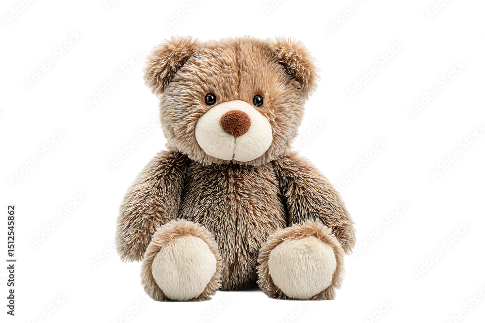 Obraz premium Cute Brown Plush Teddy Bear on Transparent Background Isolated for Kids Illustration