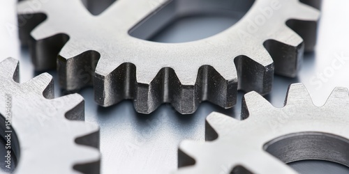 Close-up of metallic gears in interlocking arrangement.