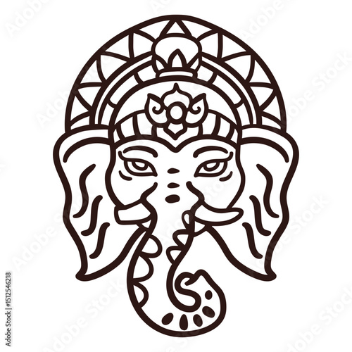 Ganesha head hindu stroke