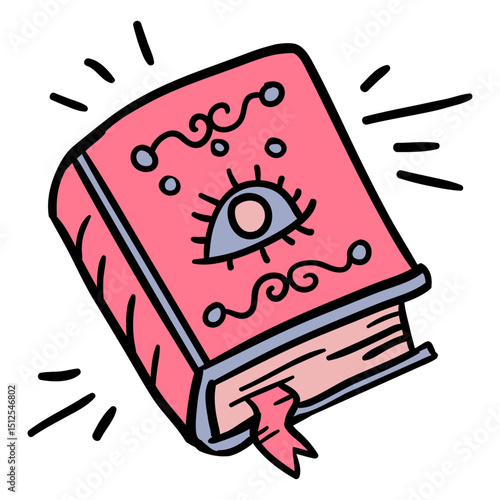 Magic spell book hand drawn
