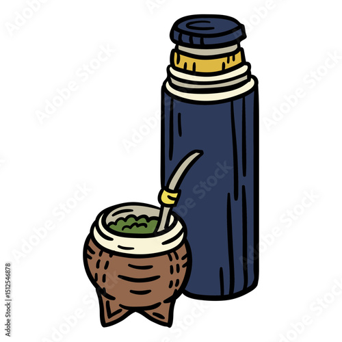 Uruguay mate cup hand drawn