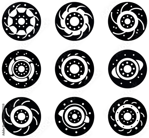 Automotive Brake Disc Rotor Icon Set - Performance Designs