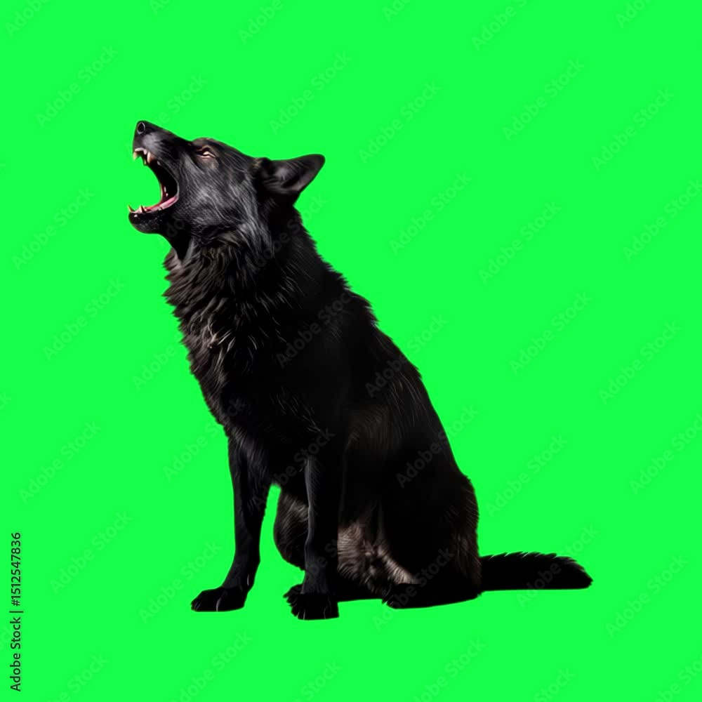 Howling black wolf silhouette animation, transparent 4K video, green screen Howling black wolf silhouette animation, transparent 4K video, green screen