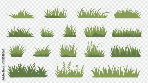A set of green grass with isolated cannabis leaves, a natural and potent plant