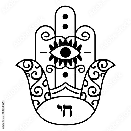 Eye Hamsa hand Chai filled-stroke