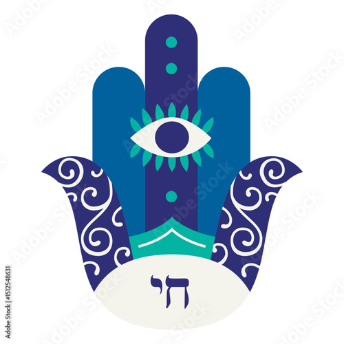 Eye Hamsa hand Chai flat