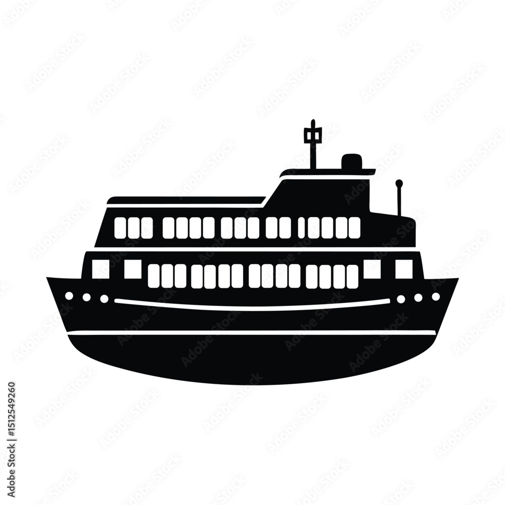 Fototapeta premium Ferry boat vector silhouette