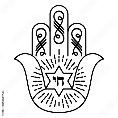 Hamsa jewish Chai stroke