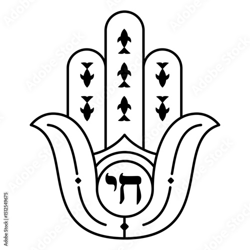 Jewish hamsa hand Chai filled-stroke