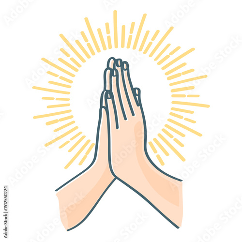 Praying hands color stroke
