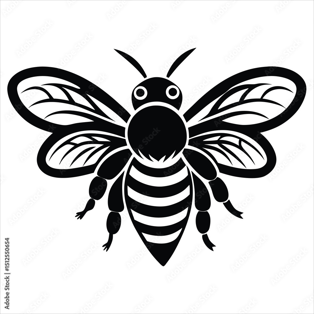 Obraz premium Silhouette of a bee, Buzzing Honeybee Collecting Nectar from Vibrant Spring Blossoms