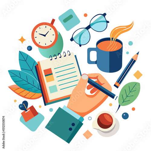 National Writing Day Vector Illustration – Pen, Paper, Storytelling, Creativity Theme
