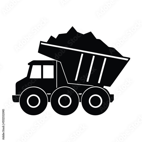 Mining dump truck vector silhouette
