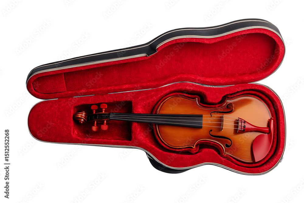 Obraz premium Violin in Open Case Musical Instrument Orchestra String Section Transparent Isolated