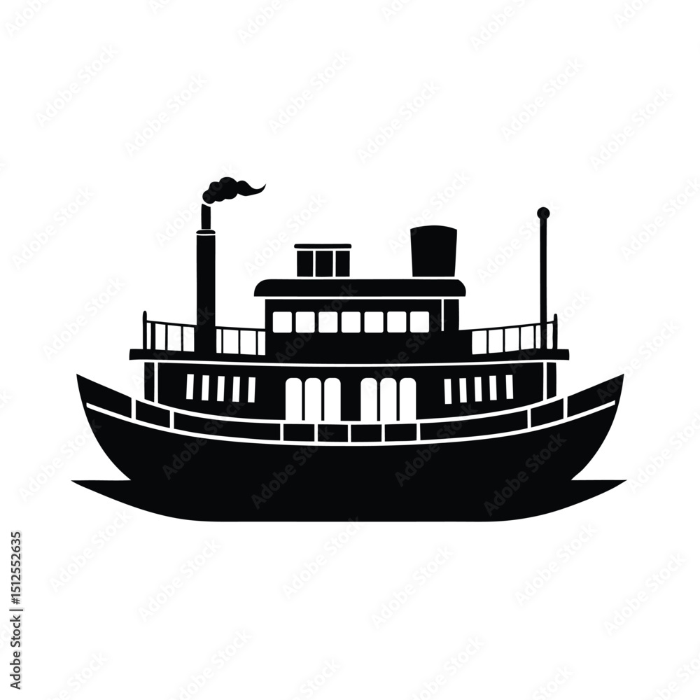 Obraz premium Paddle steamer vector silhouette