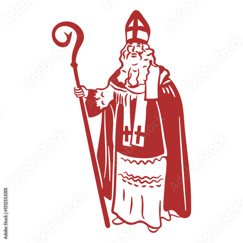 Santa Claus in pope costume filled stroke