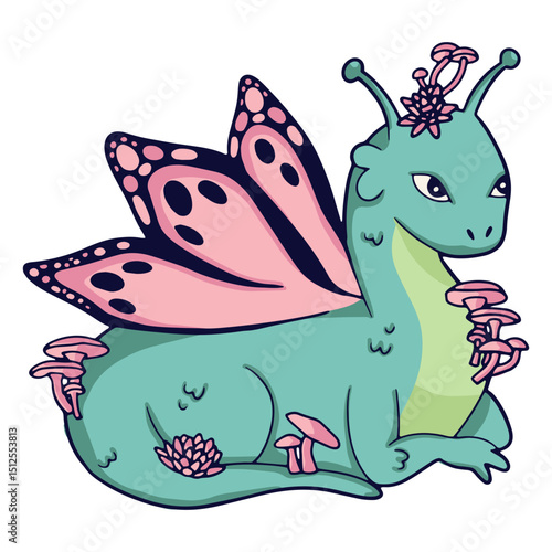 Dragon illustration fungi