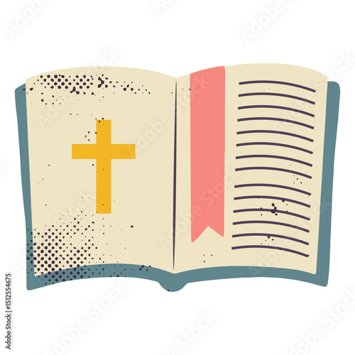 Open book with a cross on it
