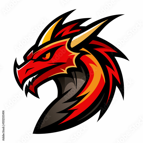 Wallpaper Mural Fierce Dragon with Flames and Strong Lines vector illustration Torontodigital.ca