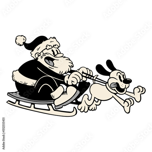 Santa's sleigh pulled by a dog