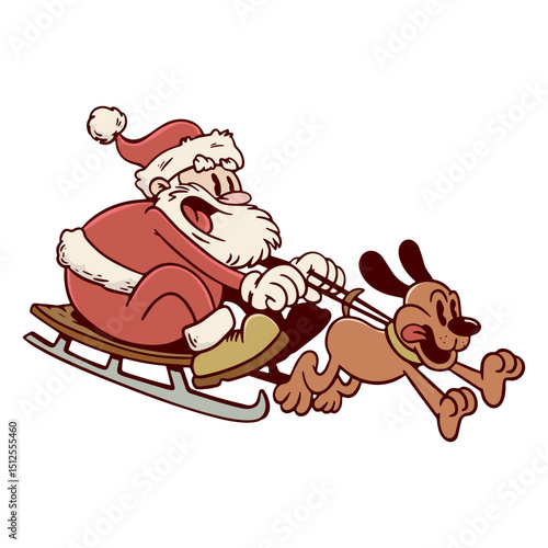 Santa's sleigh drawn by a dog