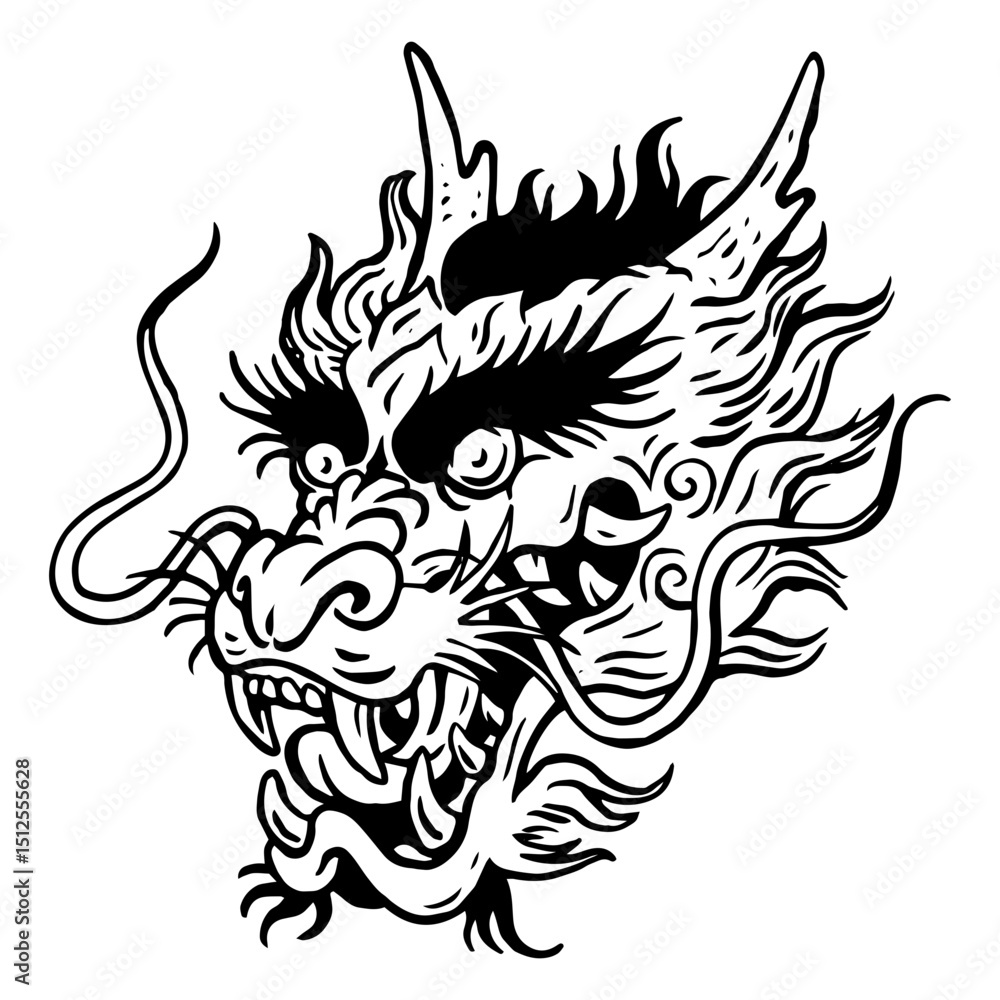 Fototapeta premium Dragon head in high contrast