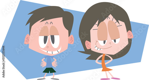 ニヤニヤと薄笑いを浮かべる男女主線なし