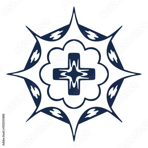 Blue star with a cross in the middle