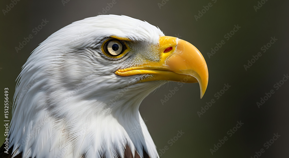 Fototapeta premium Majestic bald eagle resting in natural habitat with sharp focus on details