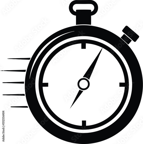 Stopwatch silhouette vector, sports timer icon, minimal timekeeping design, athletic countdown symbol
