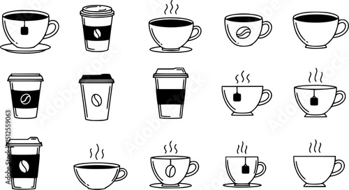 Coffee cup icon vector set. Tea cup illustration sign collection. Mocha symbol. Tea logo. Hot drink mark.
