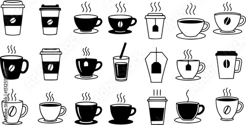 Coffee cup icon vector set. Tea cup illustration sign collection. Mocha symbol. Tea logo. Hot drink mark.
