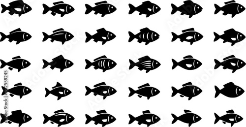 Fish icon vector set. Food illustration sign collection. Ocean symbol or logo.
