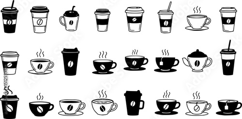 Coffee cup icon vector set. Tea cup illustration sign collection. Mocha symbol. Tea logo. Hot drink mark.
