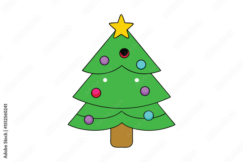 Obraz premium Christmas Tree Holiday Design for Decor on White Background 