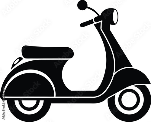 Scooter silhouette vector, kick scooter icon, black transport graphic, minimal mobility design

