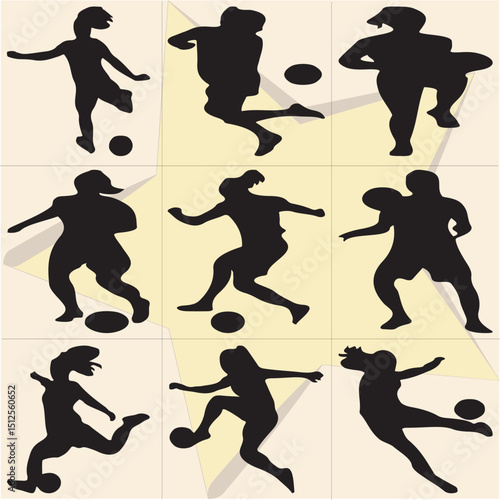 All kind of Doll sports vector Black and white set-53