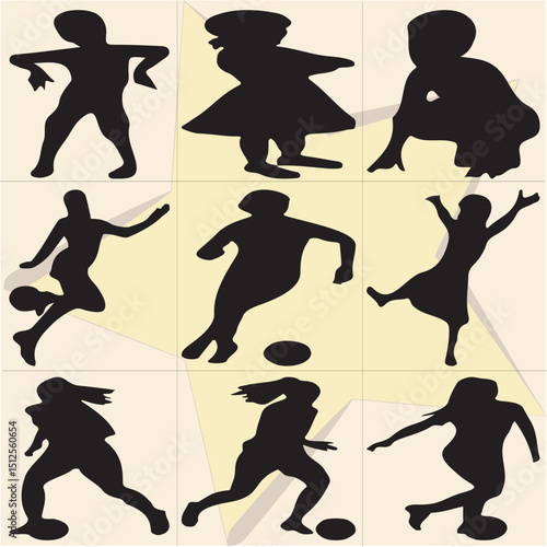All kind of Doll sports vector Black and white set-52