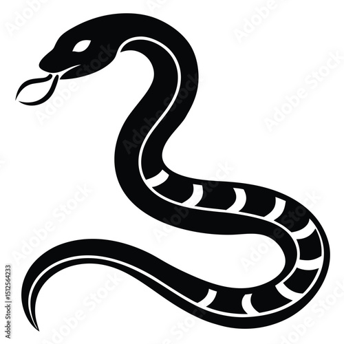 Cobra snake silhouette vector art illustration black, snake graphic icon snake black silhouette isolate vector, Coiled snake silhouette vector illustration of a cartoon of a snake vector illustration.