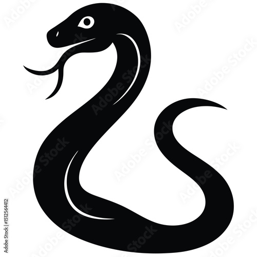 Cobra snake silhouette vector art illustration black, snake graphic icon snake black silhouette isolate vector, Coiled snake silhouette vector illustration of a cartoon of a snake vector illustration.