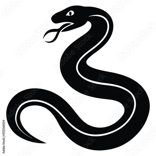 Cobra snake silhouette vector art illustration black, snake graphic icon snake black silhouette isolate vector, Coiled snake silhouette vector illustration of a cartoon of a snake vector illustration.