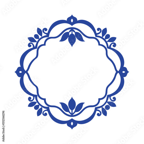 Blue White Porcelain Floral Frame Design