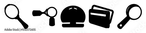 Illustration showcasing the elements for investigation and accounting in black silhouette